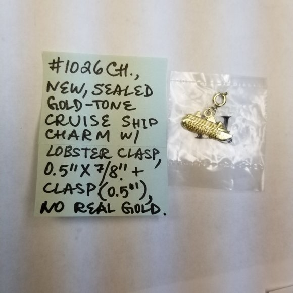 ✅1026CH NEW Sealed Gold Tone Cruise Ship Charm - Picture 3 of 5